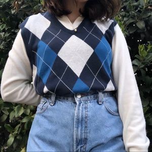 💙 blue argyle oversized sweater vest 💙